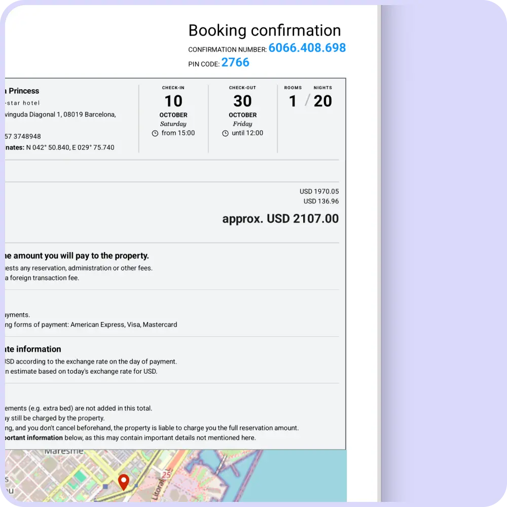 dummy hotel confirmation